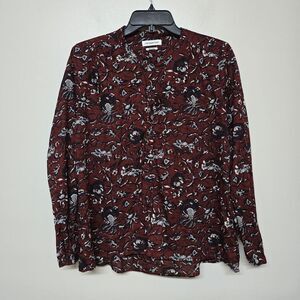 Isabel Marant Etoile Floral Burgundy Shirt‎ Top Long sleeve Cotton size 42 US 12
